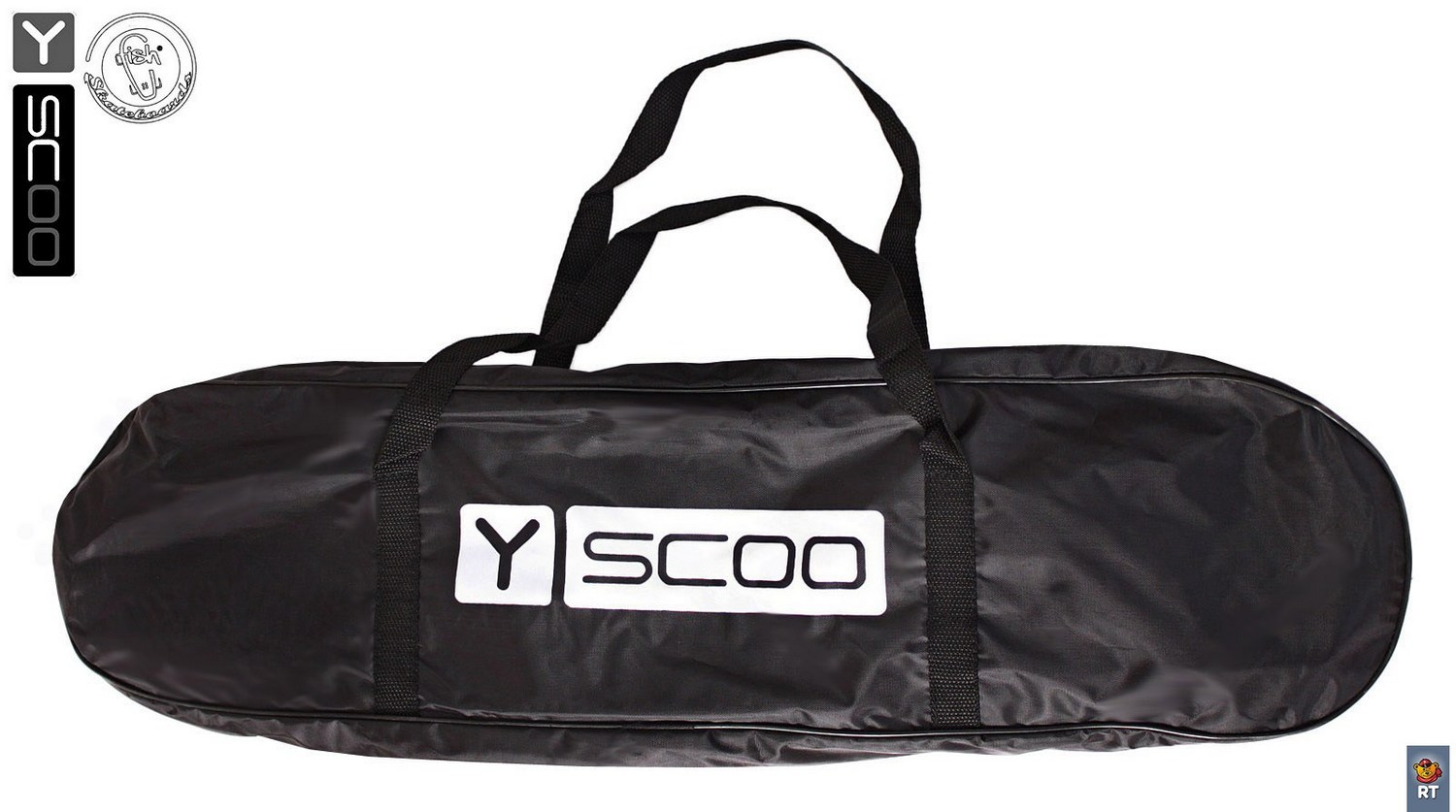 Скейтборд пластиковый Y-Scoo Longboard Shark Tir 31" 408-G с сумкой, черно-зеленый  